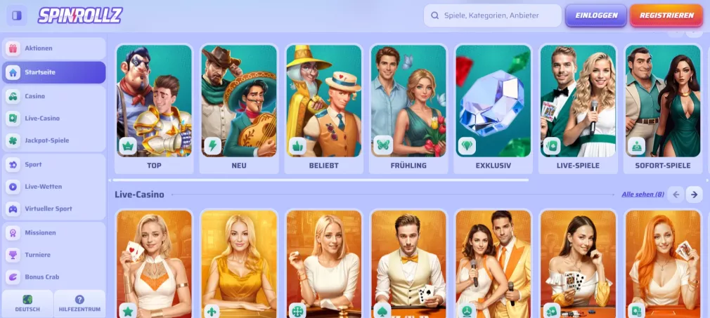 Spinrollz Casino – 100% Willkommensbonus bis zu 500 € plus 100 Freispiele jetzt sichern